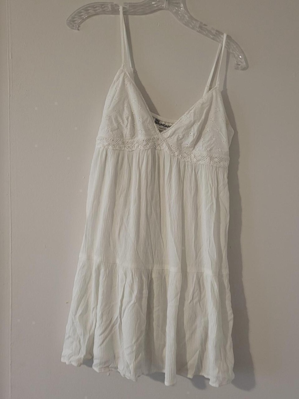 No Boundaries White Eyelet V-Neck Camisole Dress